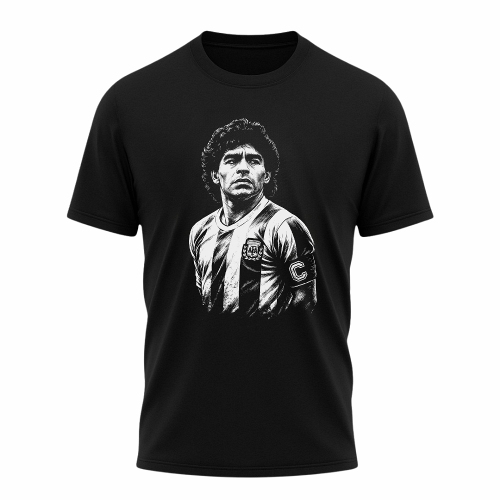 Camiseta All Sports Lendas do Futebol Maradona Argentina Masculina Preta
