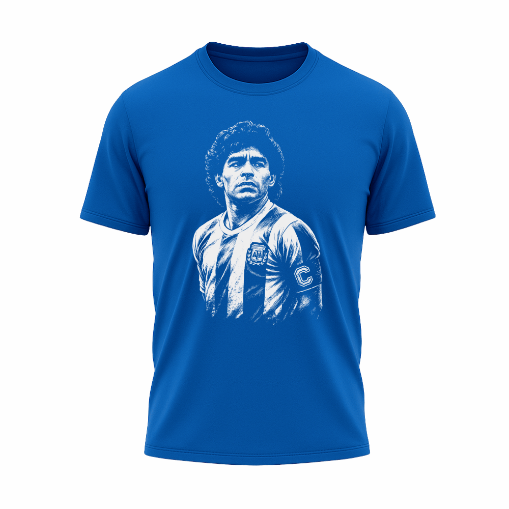 Camiseta All Sports Lendas do Futebol Maradona Argentina Masculina Azul Royal