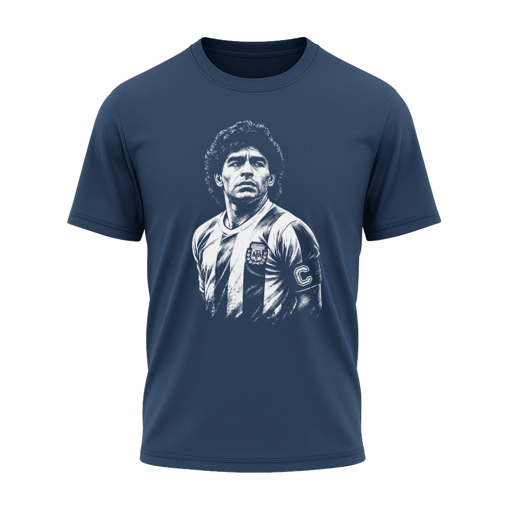 Camiseta All Sports Lendas do Futebol Maradona Argentina Masculina Azul Marinho