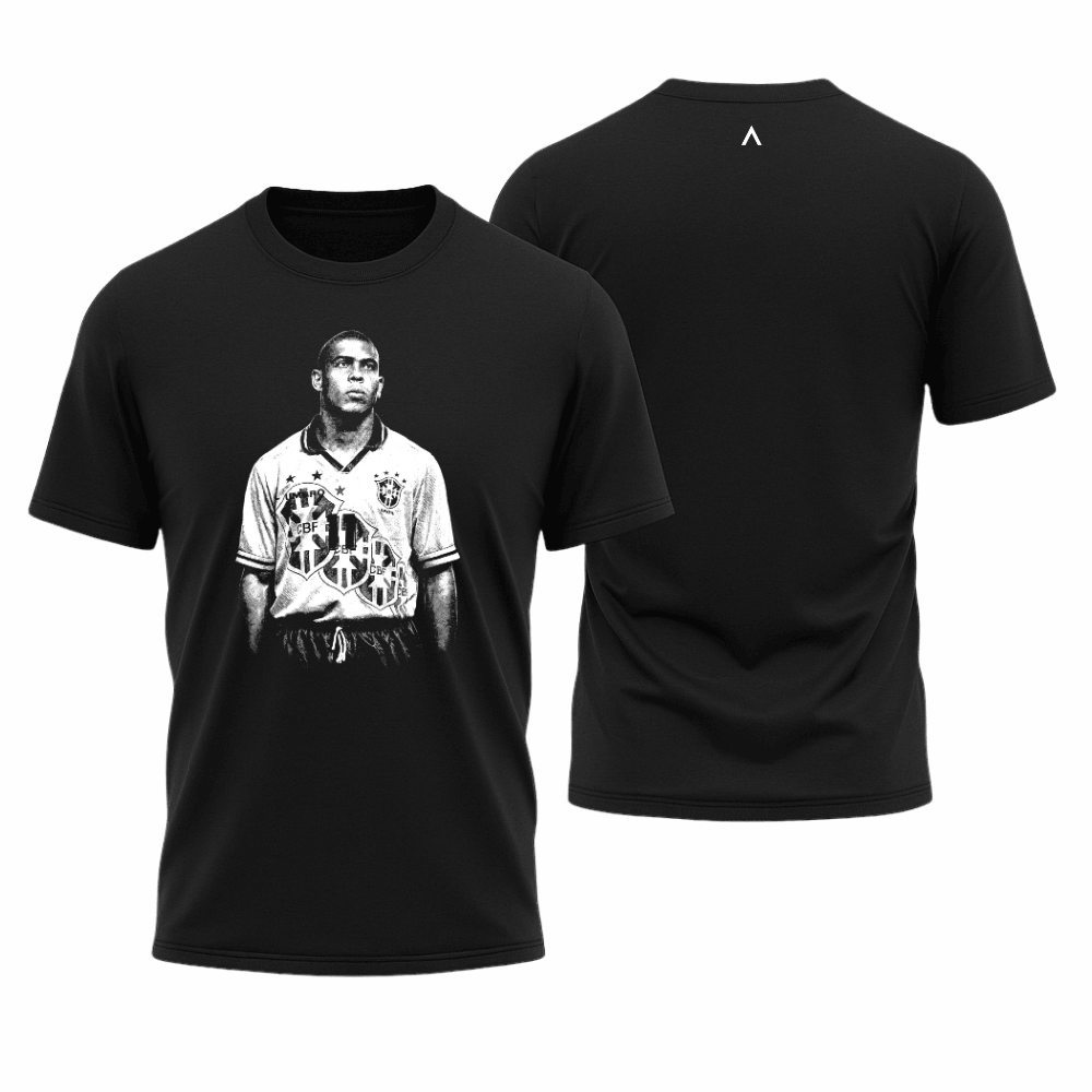 Camiseta All Sports Lendas do Futebol Ronaldo Fenômeno Brasil Masculina Preta