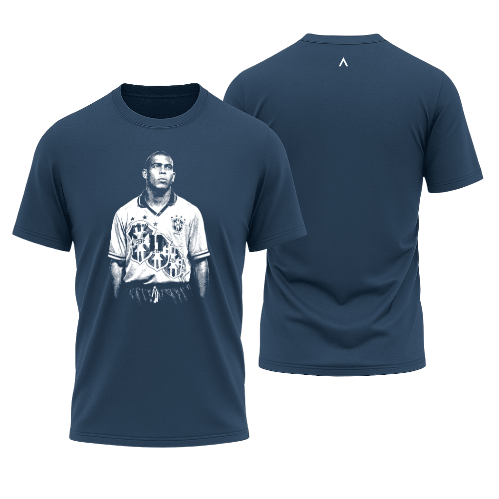 Camiseta All Sports Lendas do Futebol Ronaldo Fenômeno Brasil Masculina Azul Marinho