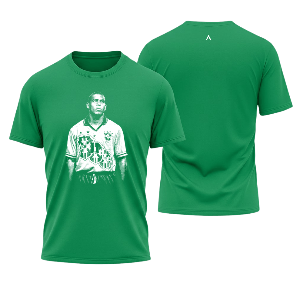 Camiseta All Sports Lendas do Futebol Ronaldo Fenômeno Brasil Masculina Verde