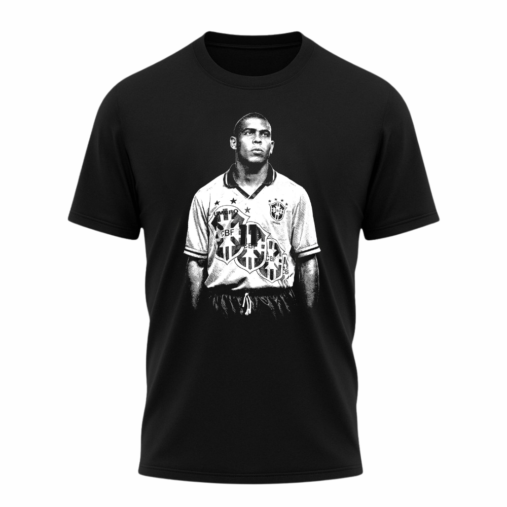 Camiseta All Sports Lendas do Futebol Ronaldo Fenômeno Brasil Masculina Preta