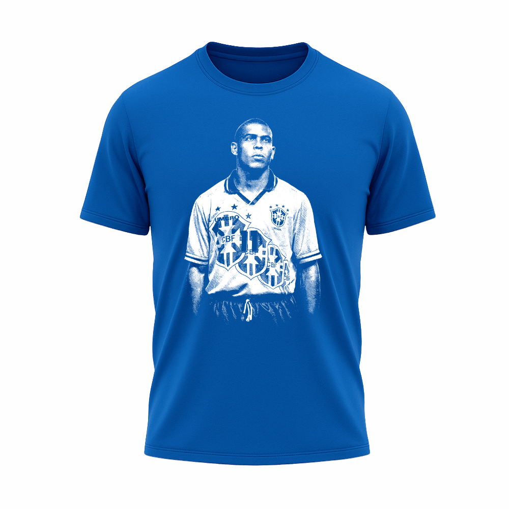 Camiseta All Sports Lendas do Futebol Ronaldo Fenômeno Brasil Masculina Azul Royal