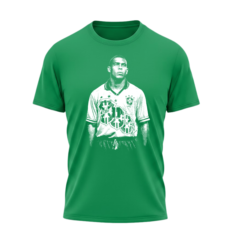 Camiseta All Sports Lendas do Futebol Ronaldo Fenômeno Brasil Masculina Verde