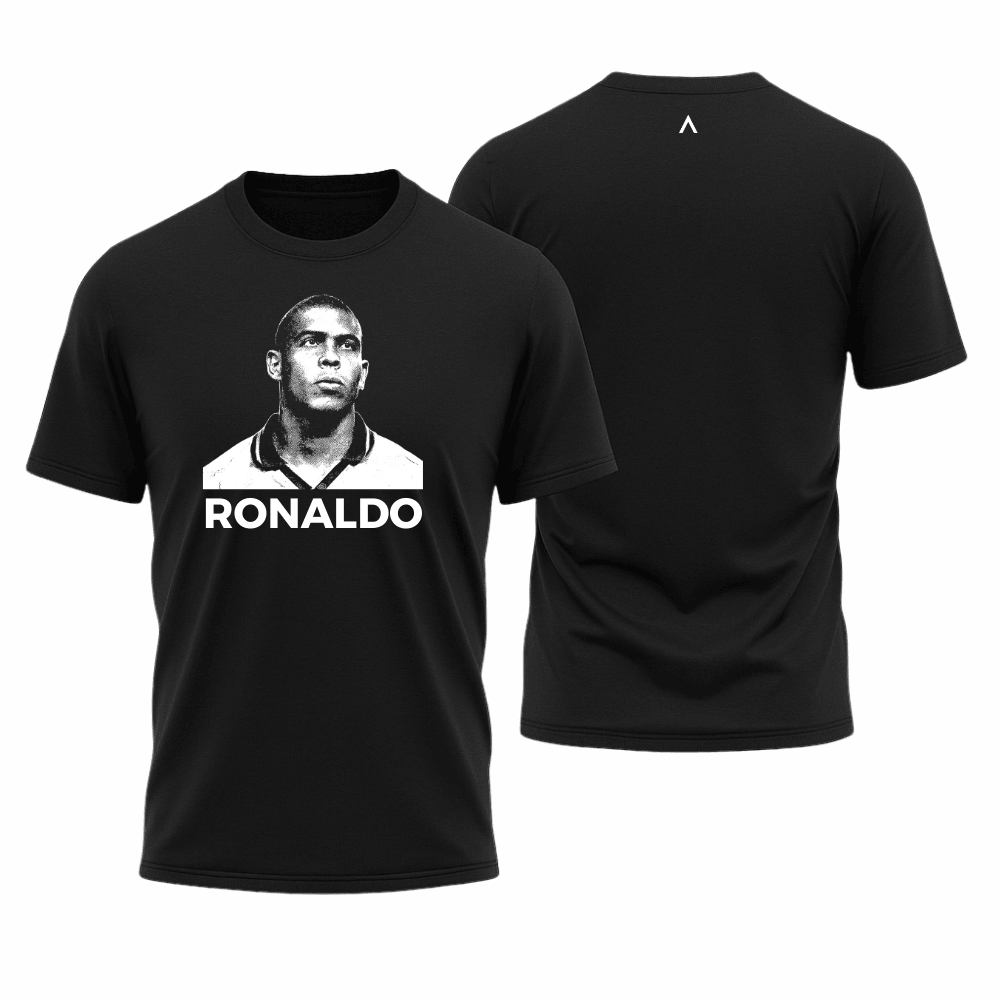 Camiseta All Sports Lendas do Futebol Ronaldo R9 Brasil Masculina Preta