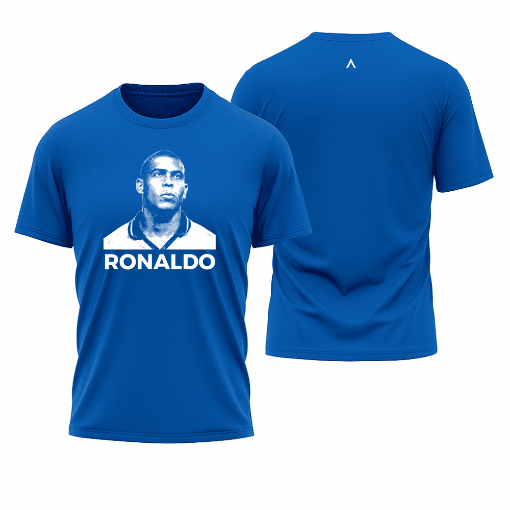 Camiseta All Sports Lendas do Futebol Ronaldo R9 Brasil Masculina Azul Royal