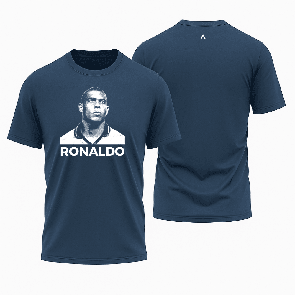 Camiseta All Sports Lendas do Futebol Ronaldo R9 Brasil Masculina Azul Marinho