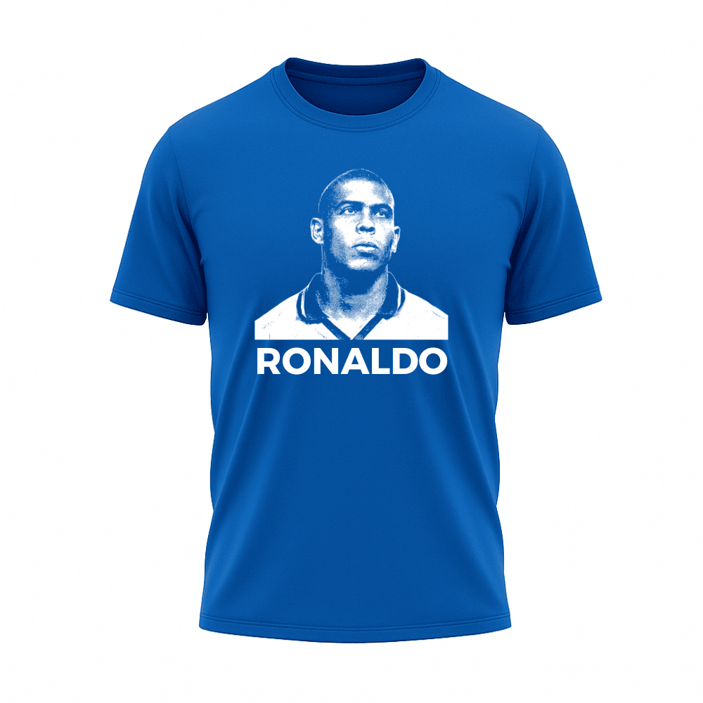 Camiseta All Sports Lendas do Futebol Ronaldo R9 Brasil Masculina Azul Royal