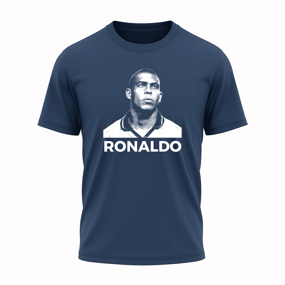 Camiseta All Sports Lendas do Futebol Ronaldo R9 Brasil Masculina Azul Marinho