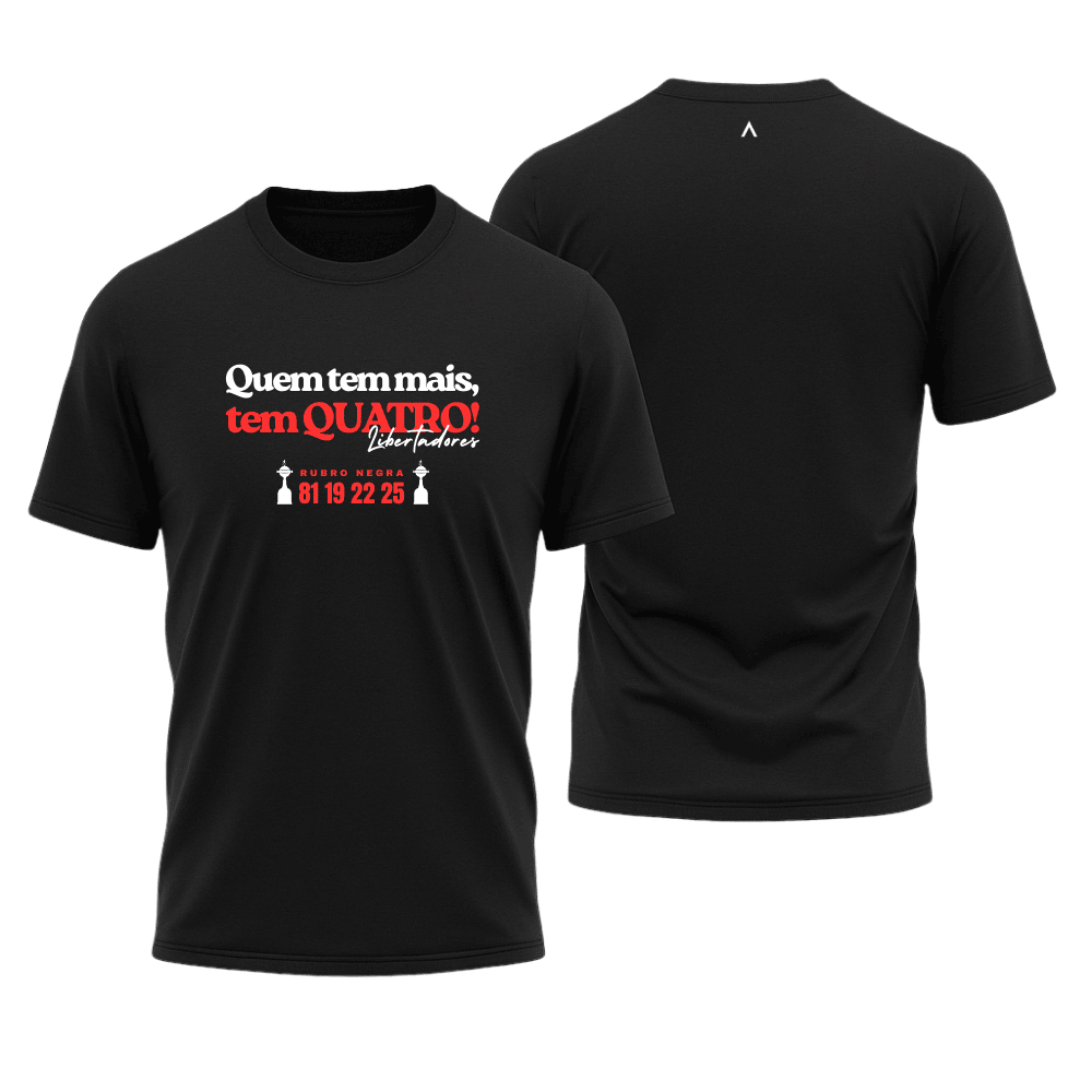 Camiseta All Sports Libertadores Flamengo Tetra Campeão Quatro Masculino Preto