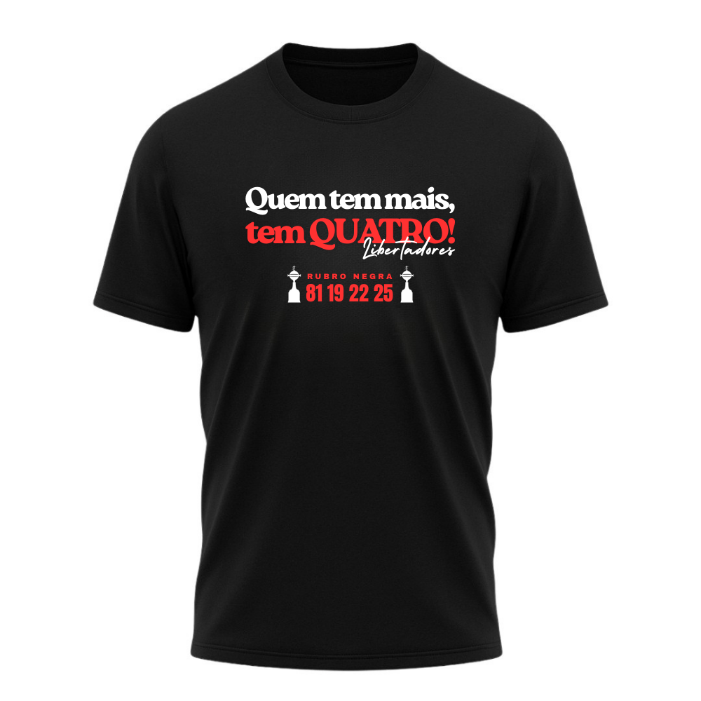 Camiseta All Sports Libertadores Flamengo Tetra Campeão Quatro Masculino Preto