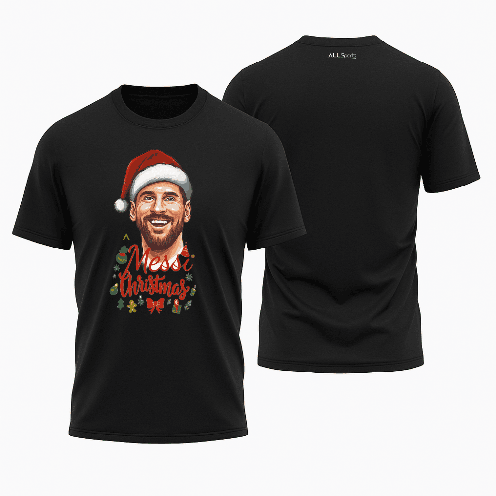 Camiseta All Sports Messi Christmas Natal Masculina Preta