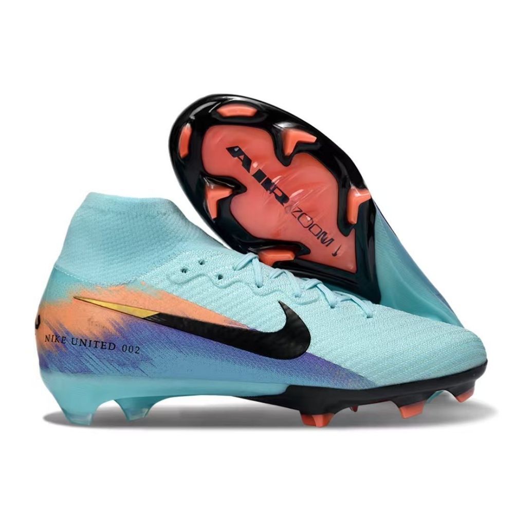 Chuteira de Campo Air Zoom Mercurial Superfly 9 Elite FG High Top Azul Claro