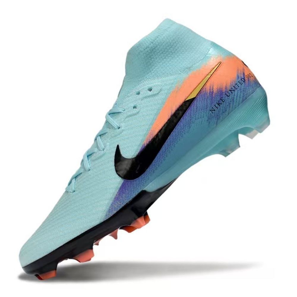 Chuteira de Campo Air Zoom Mercurial Superfly 9 Elite FG High Top Azul Claro