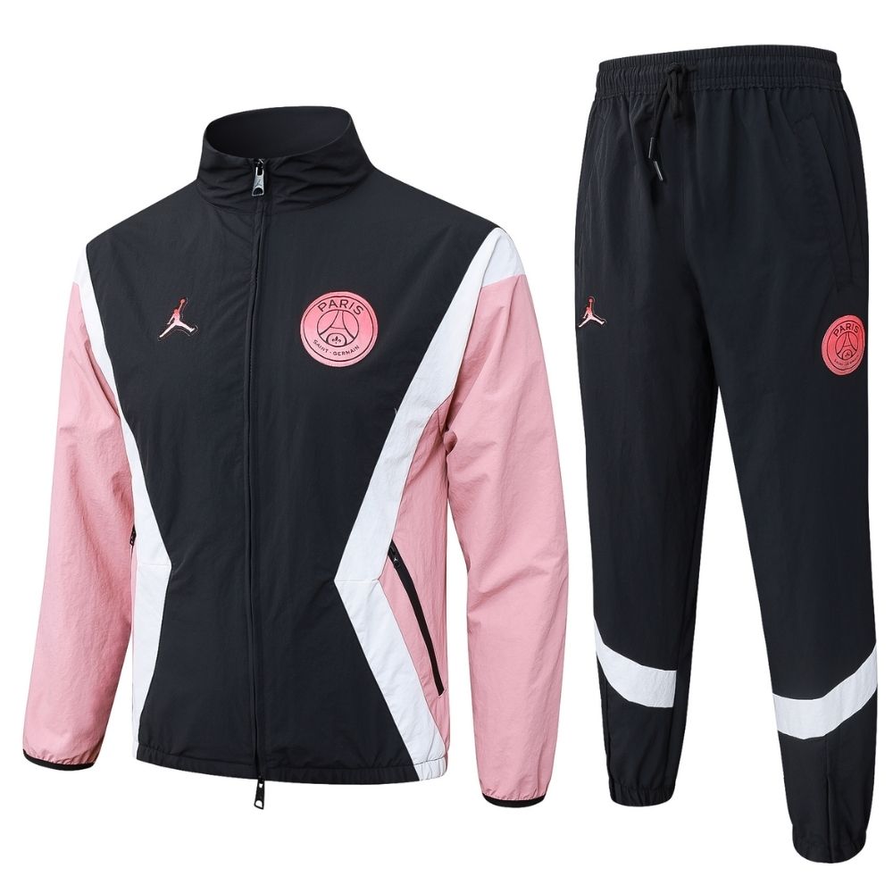 Conjunto Agasalho Paris Saint Germain Jaqueta e Calça Preto e Salmão 2026
