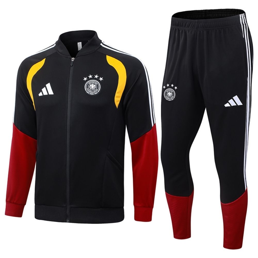 Conjunto Agasalho Seleção Alemanha Jaqueta e Calça Preto e Vermelho 2026