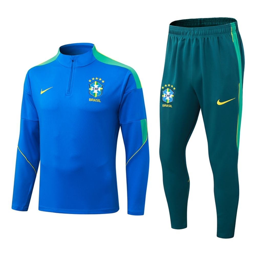 Conjunto Agasalho Seleção Brasil Jaqueta  e Calça Azul e Verde 2026