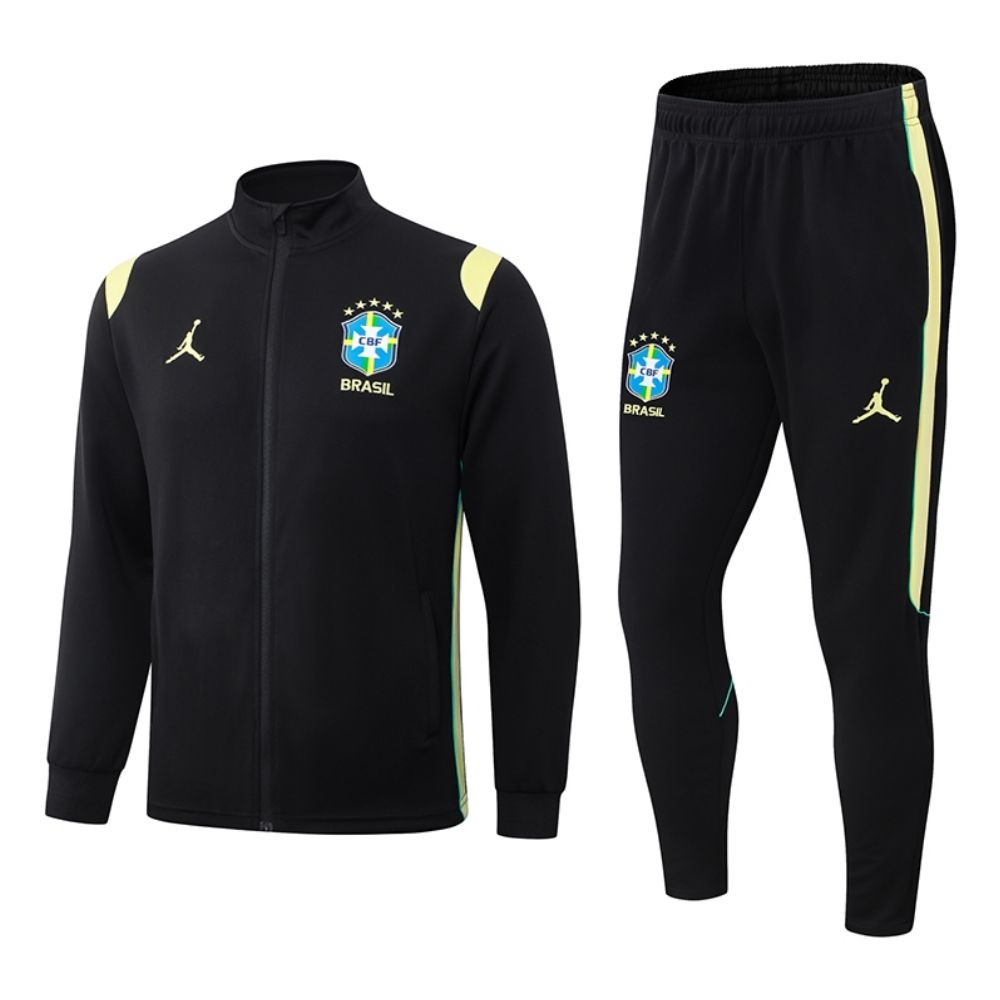 Conjunto Agasalho Seleção Brasileira Jaqueta e Calça Preto e Amarelo 2026