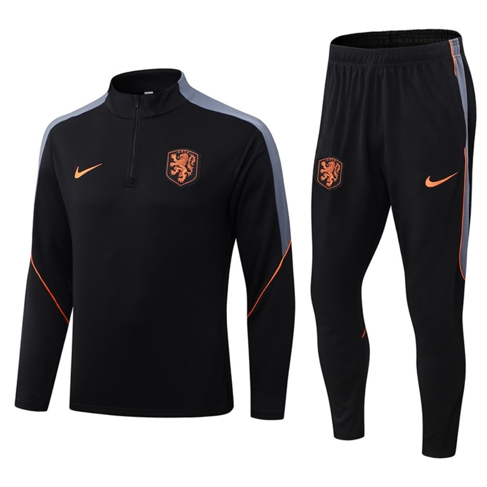 Conjunto Agasalho Seleção Holanda Jaqueta e Calça Preto 2026
