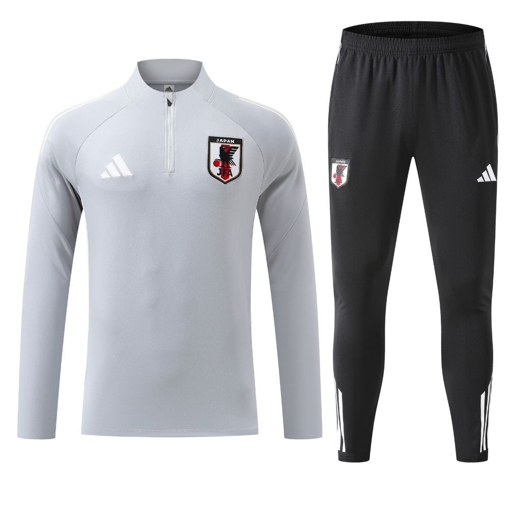 Conjunto Agasalho Seleção Japão Jaqueta e Calça Cinza Claro 2026