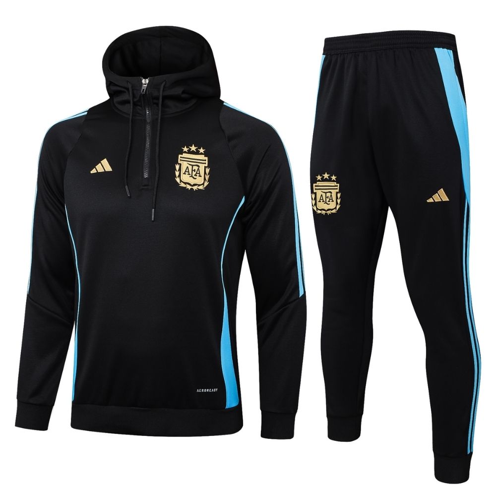 Conjunto Agasalho Seleção Argentina Jaqueta com Touca e Calça Preto 2026