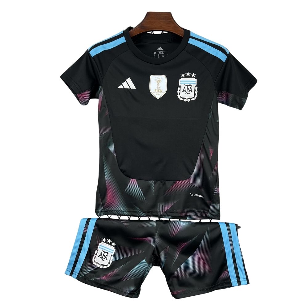 Kit Conjunto Infantil Argentina Goleiro Copa do Mundo 2026 Preto