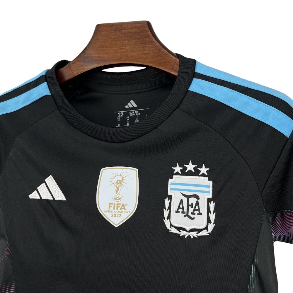 Kit Conjunto Infantil Argentina Goleiro Copa do Mundo 2026 Preto