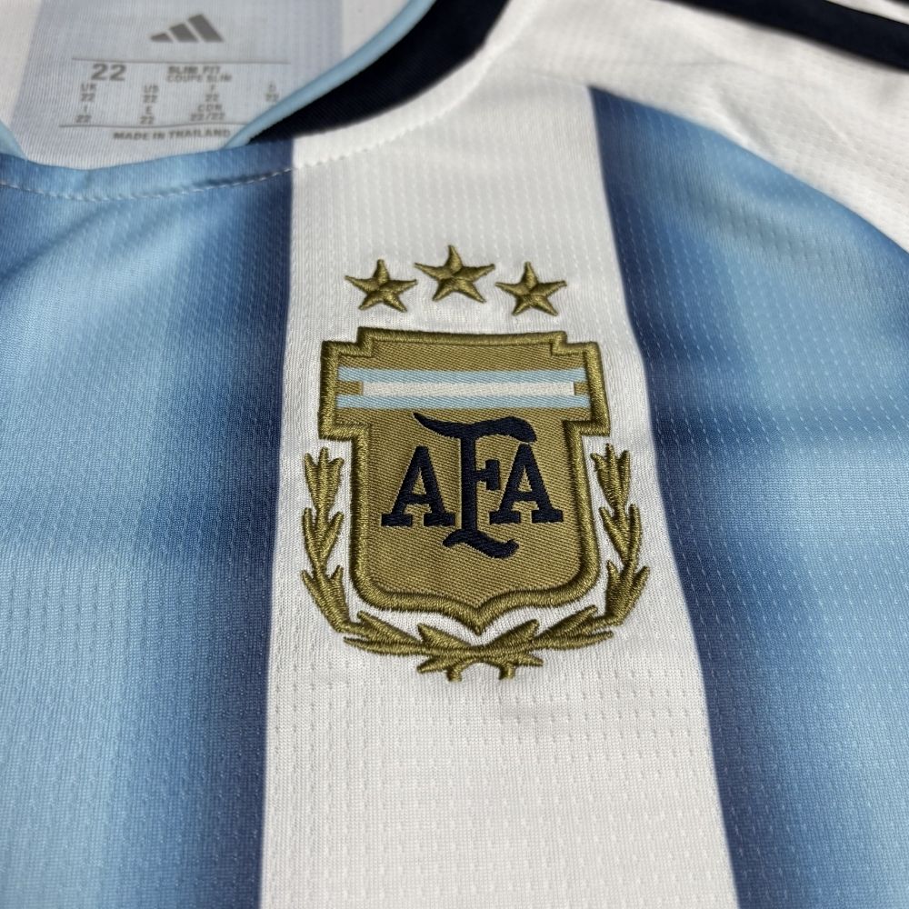Kit Conjunto Infantil Argentina Home Copa do Mundo 2026 Listrado