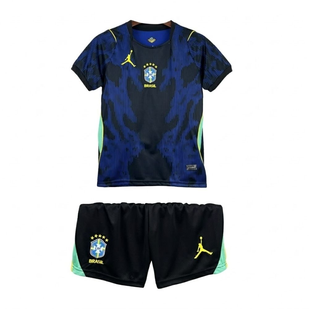 Kit Conjunto Infantil Brasil Away Copa do Mundo 2026 Azul
