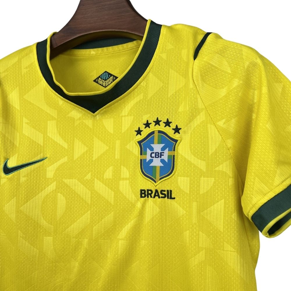 Kit Conjunto Infantil Brasil Home Copa do Mundo 2026 Amarelo