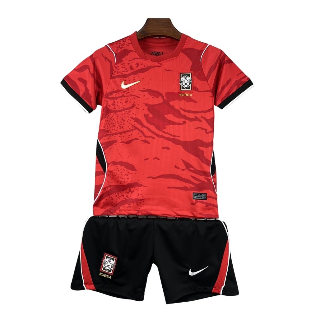 Kit Conjunto Infantil Coreia do Sul Home Copa do Mundo 2026 Vermelho