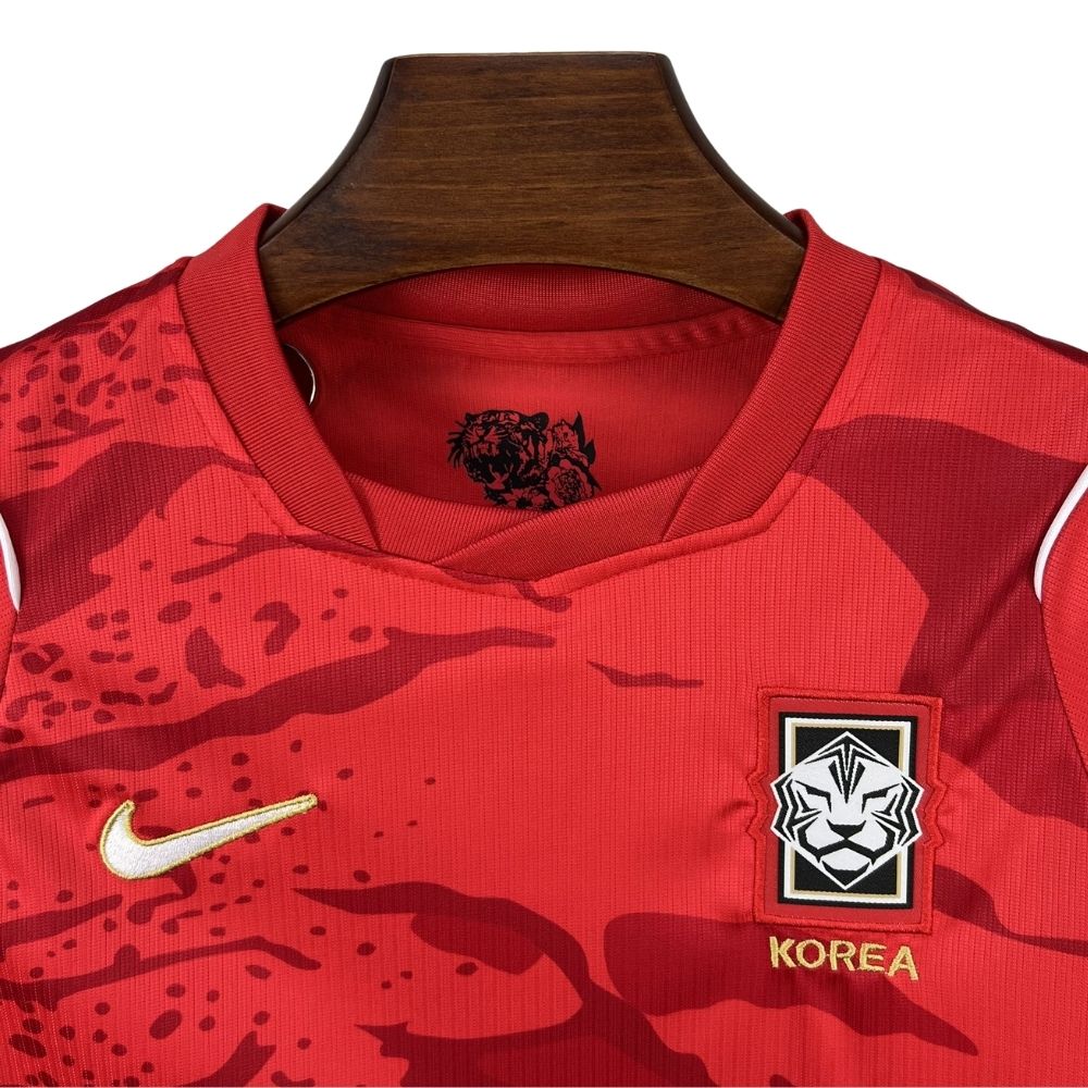 Kit Conjunto Infantil Coreia do Sul Home Copa do Mundo 2026 Vermelho