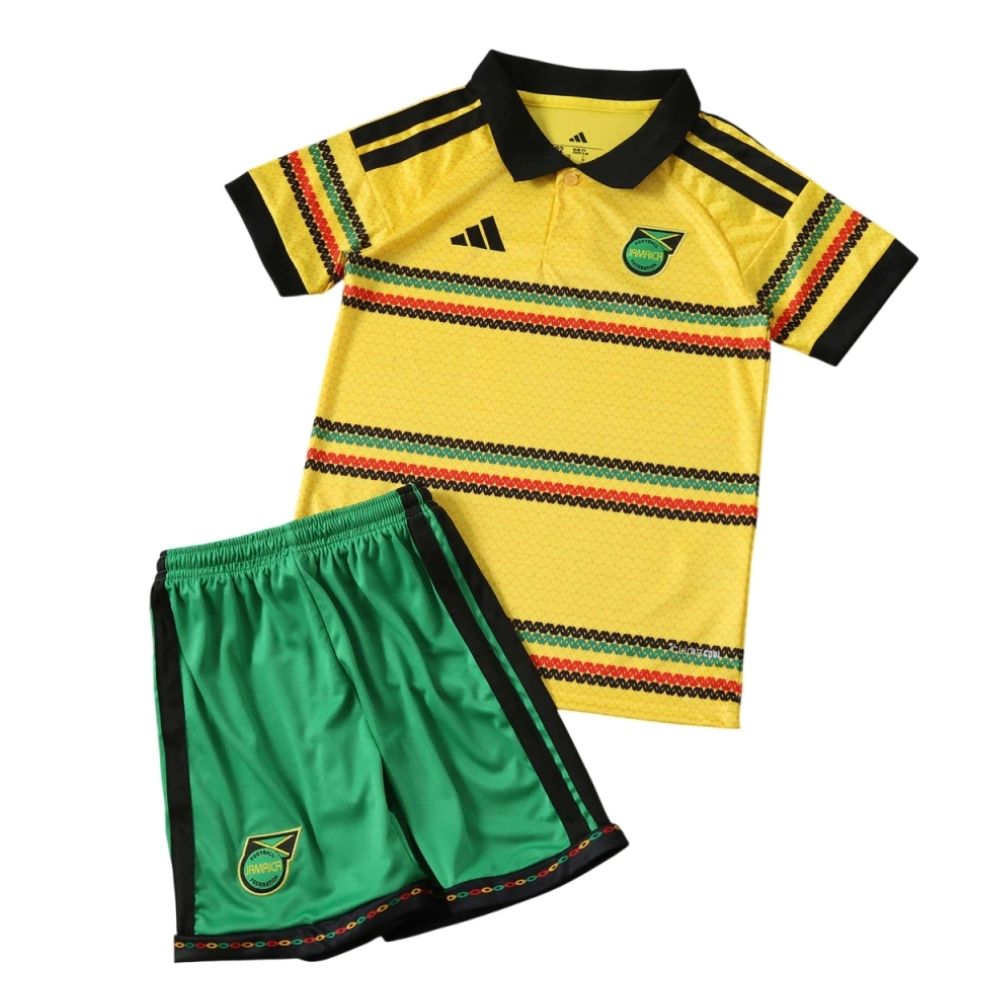 Kit Conjunto Infantil Jamaica Home Copa do Mundo 2026 Amarela e Verde