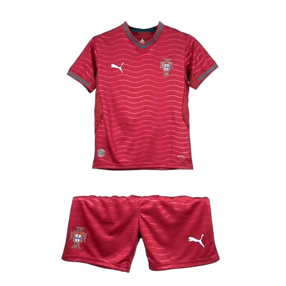 Kit Conjunto Infantil Portugal Home Copa do Mundo 2026 Vermelho